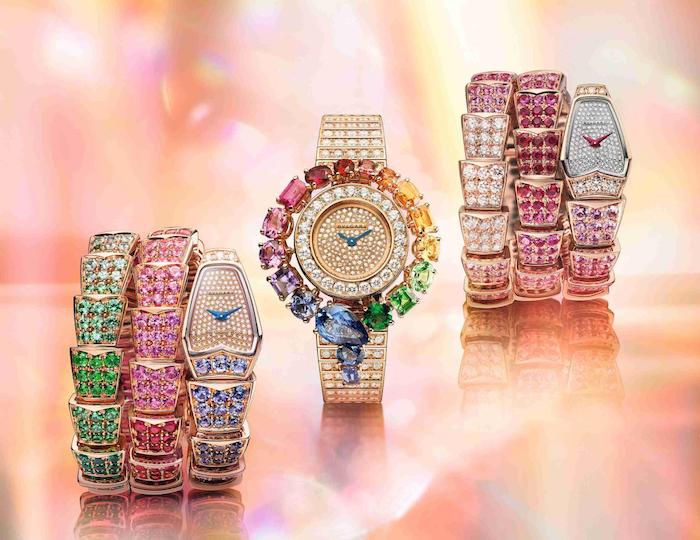 寶格麗Colour Treasures系列Rainbow與Colour Wave Serpenti高級珠寶腕錶