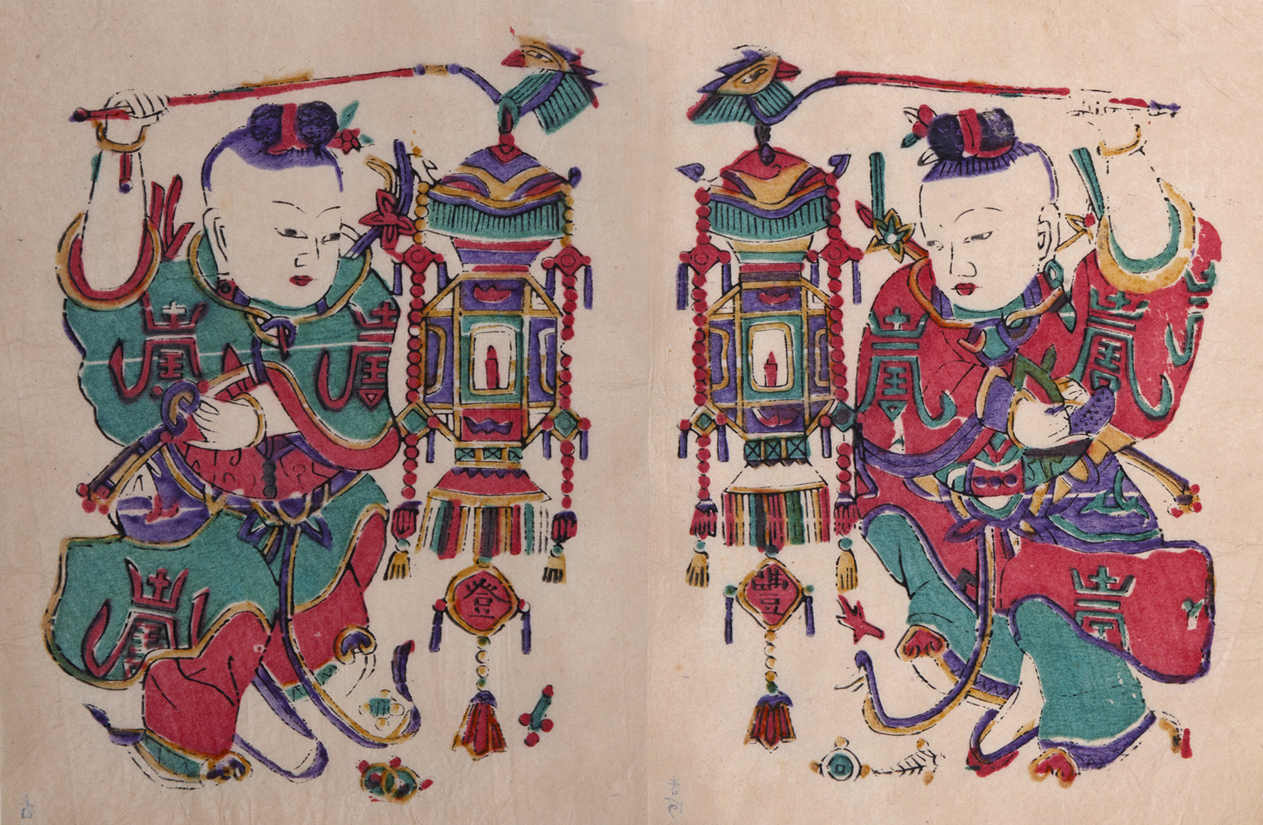 年画之美北京民俗版画中的文武门神戏曲人物等