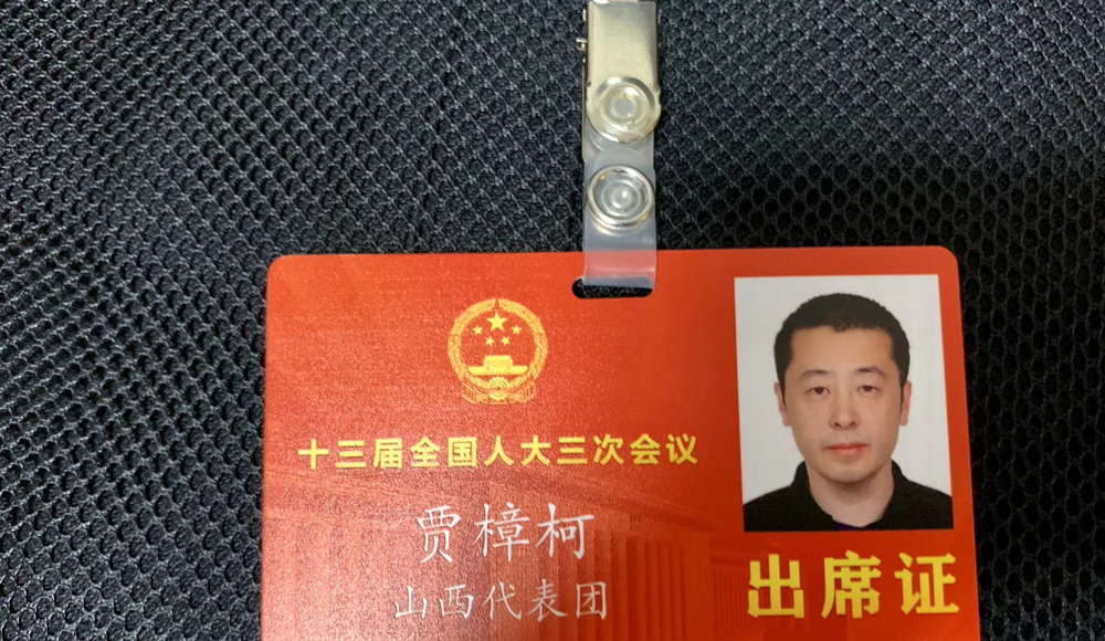 贾樟柯晒出了自己的十三届全国人大三次会议出席证