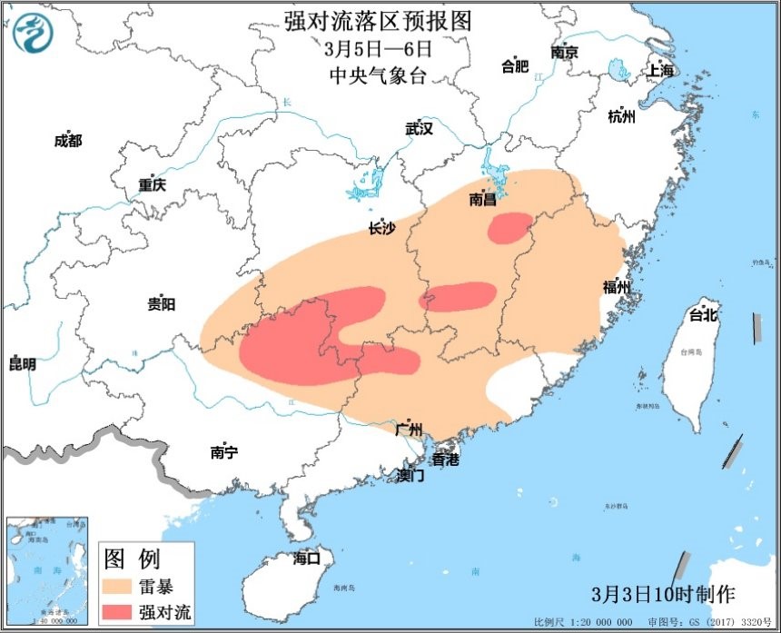 南方将现今年首次区域性强对流天气赣闽粤桂局地暴雨需防范