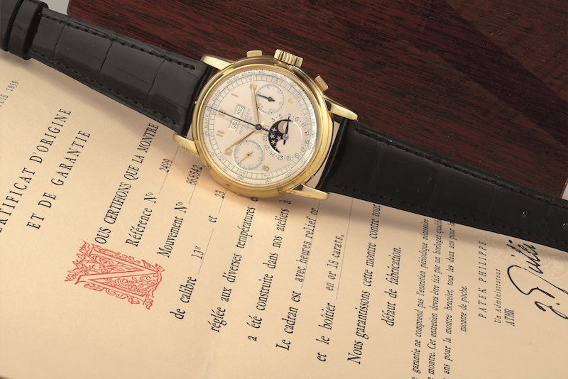 百达翡丽,第一代型号2499 ,18k黄金万年历计时腕表, 1953年制.