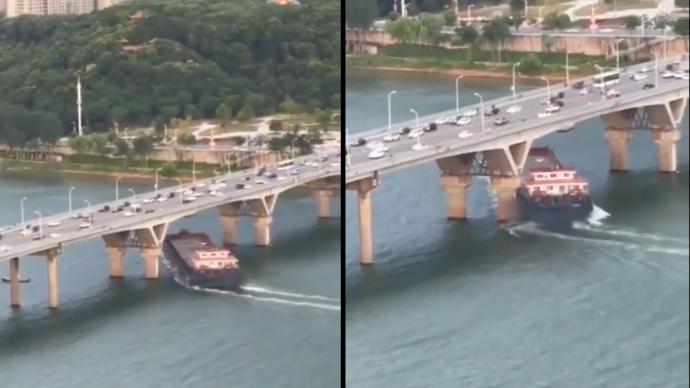 长沙猴子石大桥桥墩遭货轮撞击路桥处已连夜检测