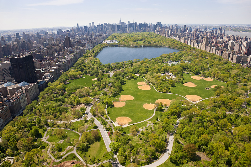 弗雷德里克·劳·奥姆斯特德设计的美国中央公园,被誉为纽约的"绿肺".