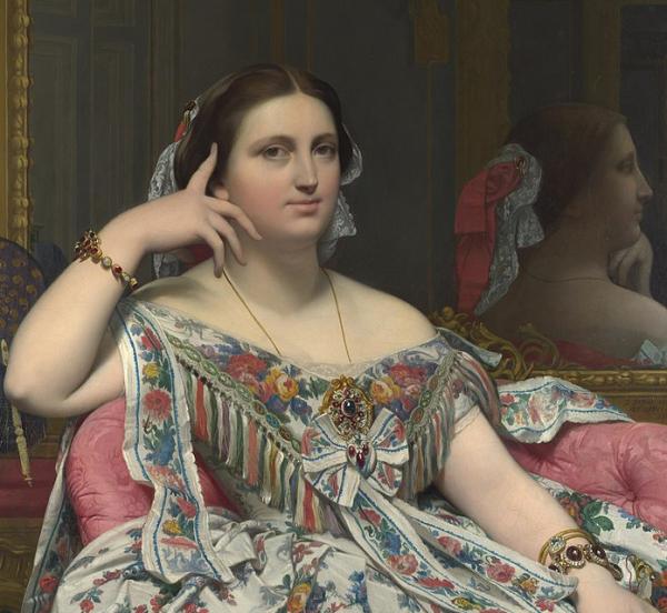 安格尔《静坐的墨瓦特雪夫人(局部,1856年,英国国家美术馆藏