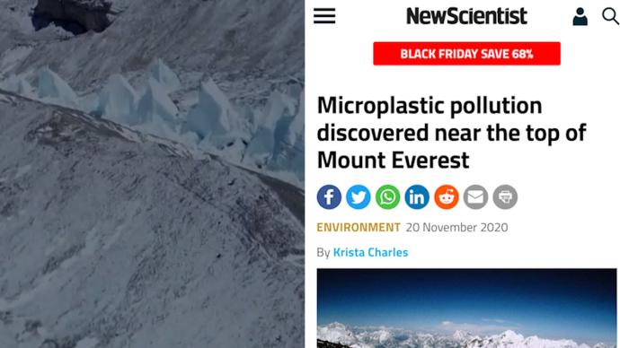 继马里亚纳海沟之后，珠峰顶部也发现了微塑料