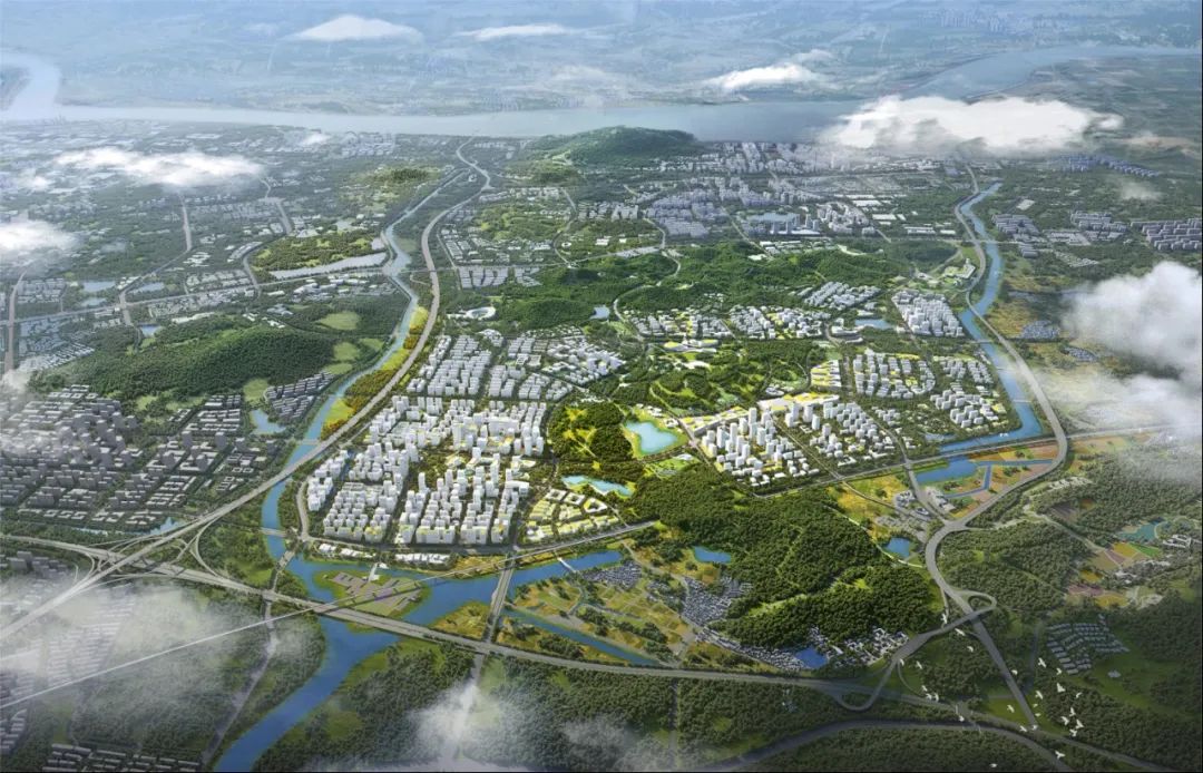 紫东地区核心区自南向北鸟瞰图。图片来源：南京市规划和自然资源局