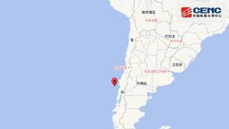 智利中部沿岸近海发生6.7级地震，震源深度10千米