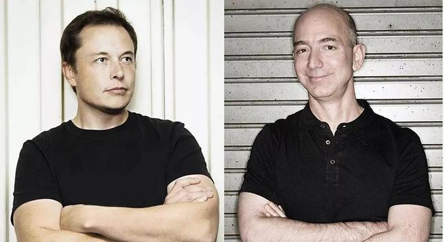 特斯拉CEOCEO埃隆?马斯克（Elon Musk）与亚马逊创始人杰夫?贝佐斯（Jeff Bezos）