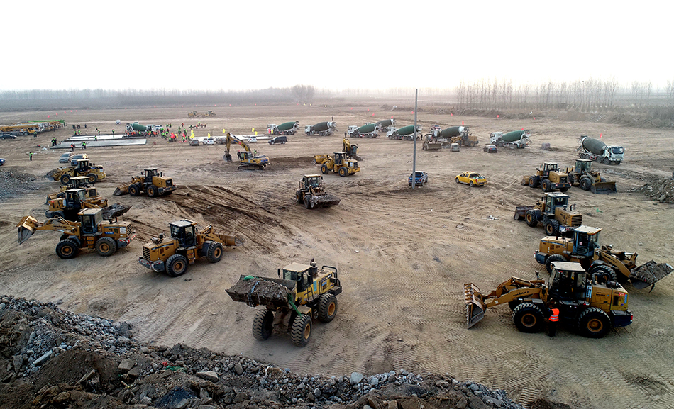 这是1月14日拍摄的石家庄市集中隔离点建设施工现场（无人机照片）。.jpg