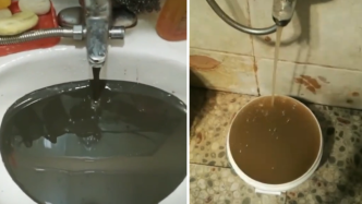 滁州居民家中自来水管流出黑色淤泥，当地回应系水厂操作不当