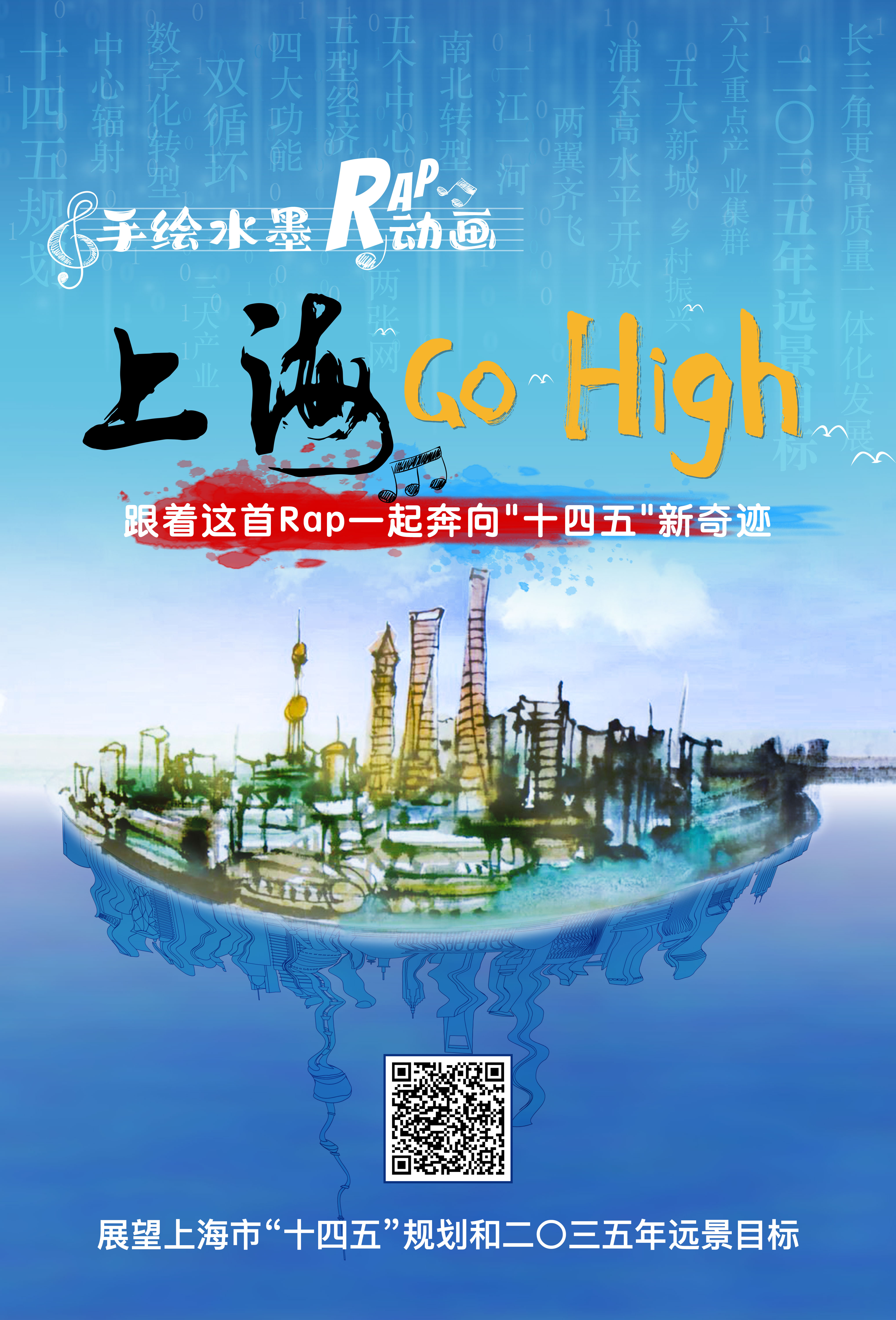 手绘水墨动画上海gohigh带你奔向十四五新奇迹
