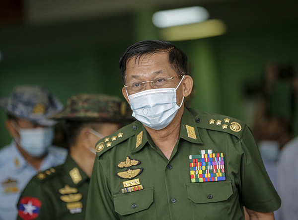 缅甸国防军总司令敏昂莱。澎湃影像  资料图