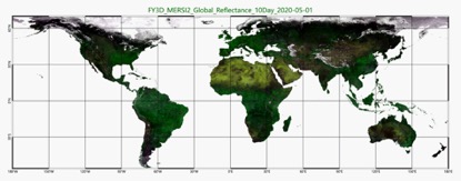 2020年5-6月“风云三号D星”全球地表反射率10天合成影像。