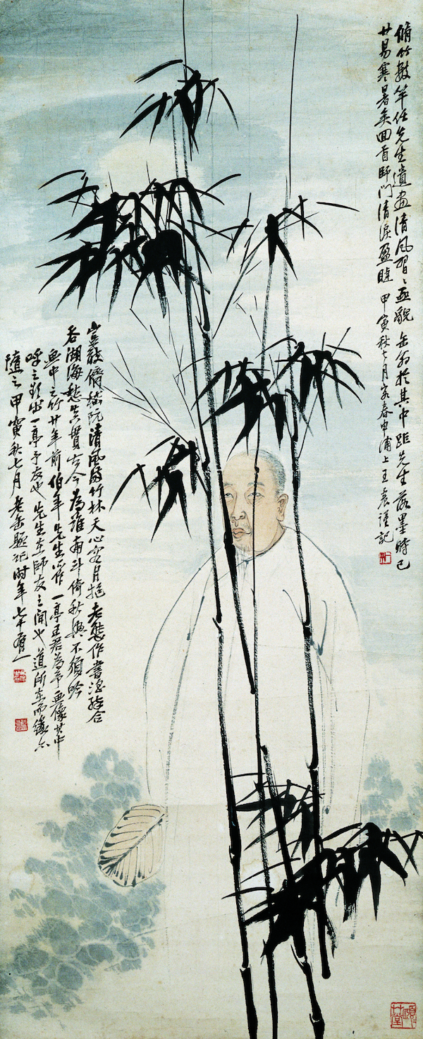 任伯年、王一亭、吴昌硕，《缶翁行看子图（轴）》，1914，120cmx50cm 私人收藏