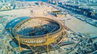 中企承建卡塔尔世界杯主体育场屋面主体结构完工