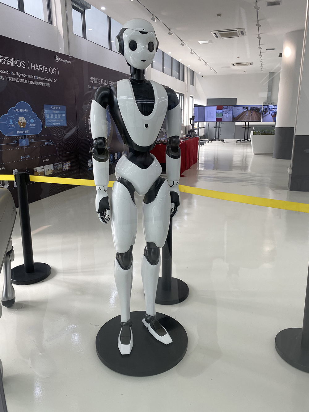 图为达闼科技展示的双足服务机器人.