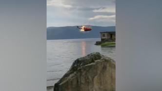 大理直升机坠洱海瞬间画面曝光：空中旋转多圈，尾部起火爆炸