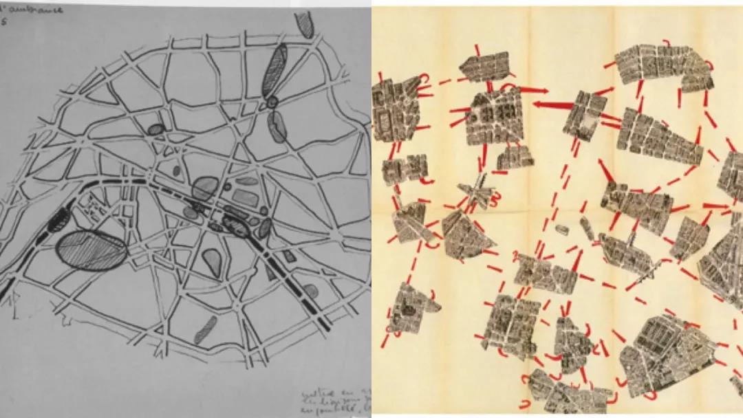 Guy Debord 1957年的巴黎的心理地图（Psychogeographique de Paris. Speech on the Passions of Love）
