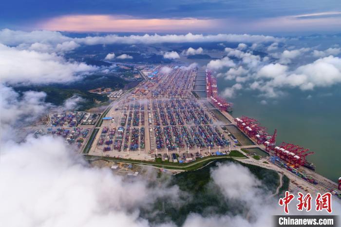 A view of Ningbo port.  ”Width=