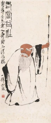 齐白石《老当益壮》 无年款 101×41cm 纸本设色 北京画院藏
