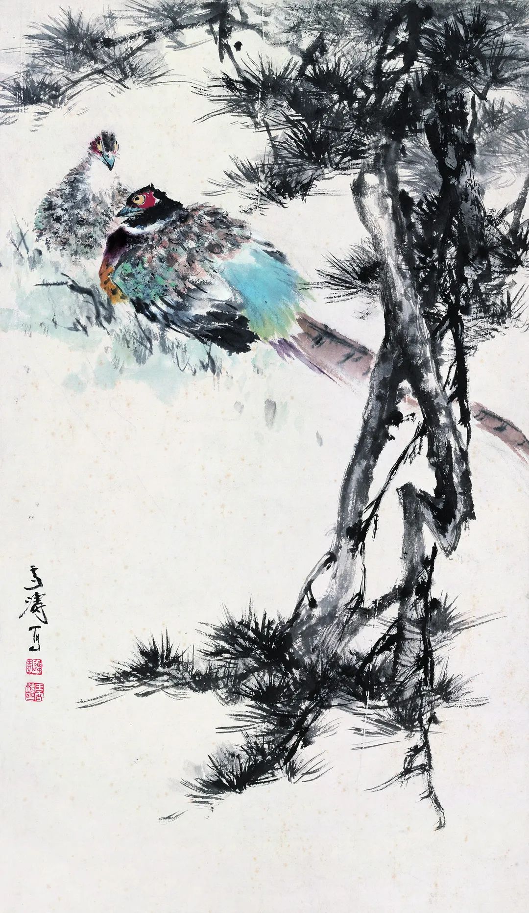 《松雉》 王雪涛  纸本设色 纵96.5厘米 横56厘米 北京画院藏