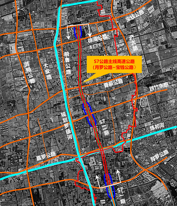 S7公路（月罗公路-宝钱公路）新建工程示意图