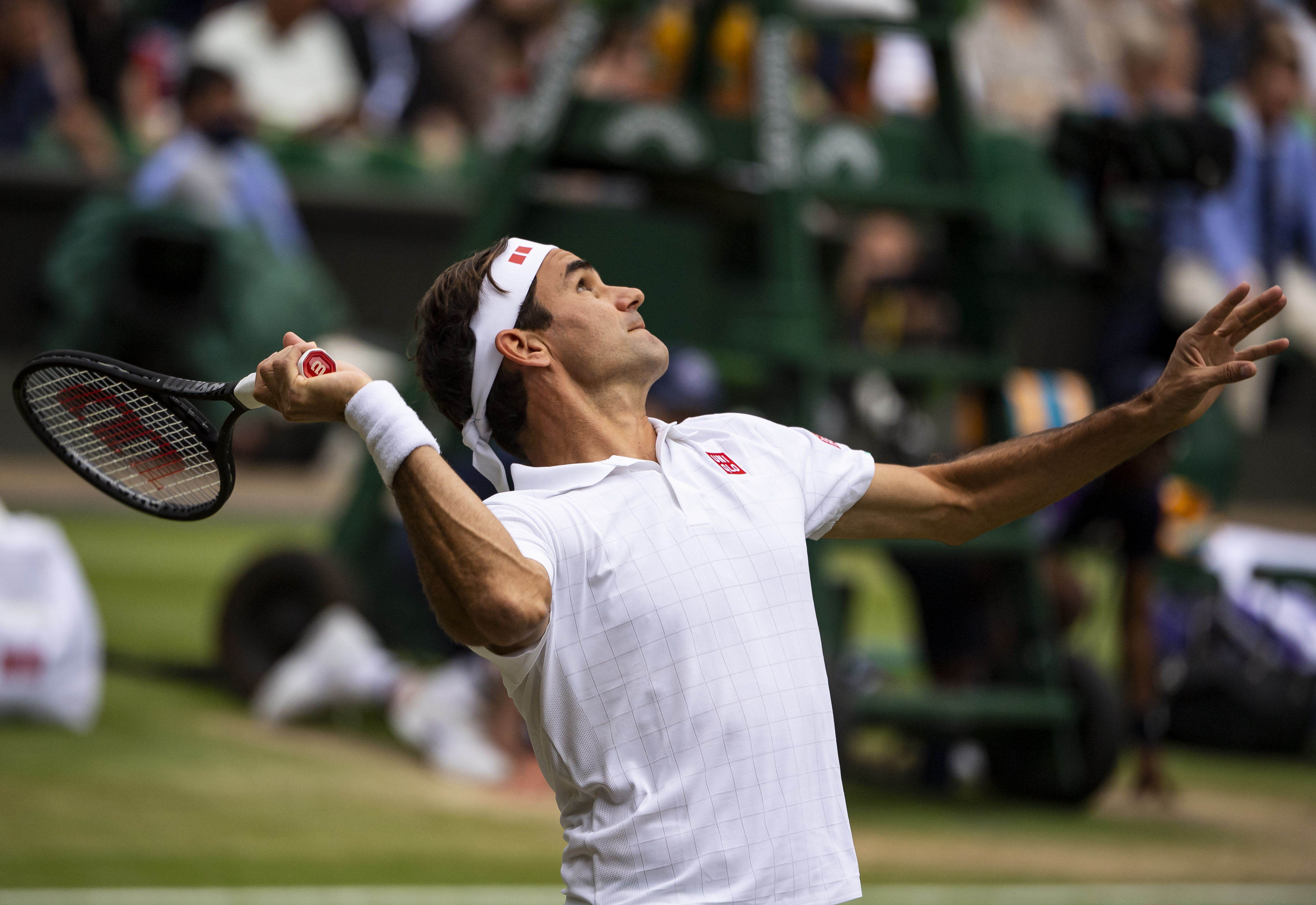 费德勒在比赛中.