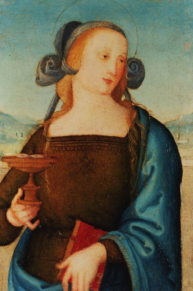 《圣露西娅》，佩鲁吉诺，40 x 27,5cm ? Depth (厚) 2,5 cm， 木板油彩，1502 - 1523