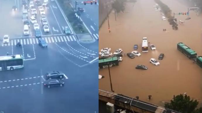 郑州市民记录积水上涨过程：4小时灌满隧道