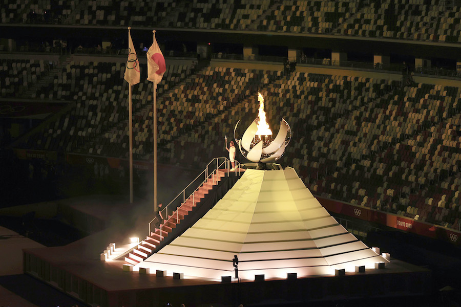 2021年7月23日，2020东京奥运会开幕式，主火炬最终点燃。