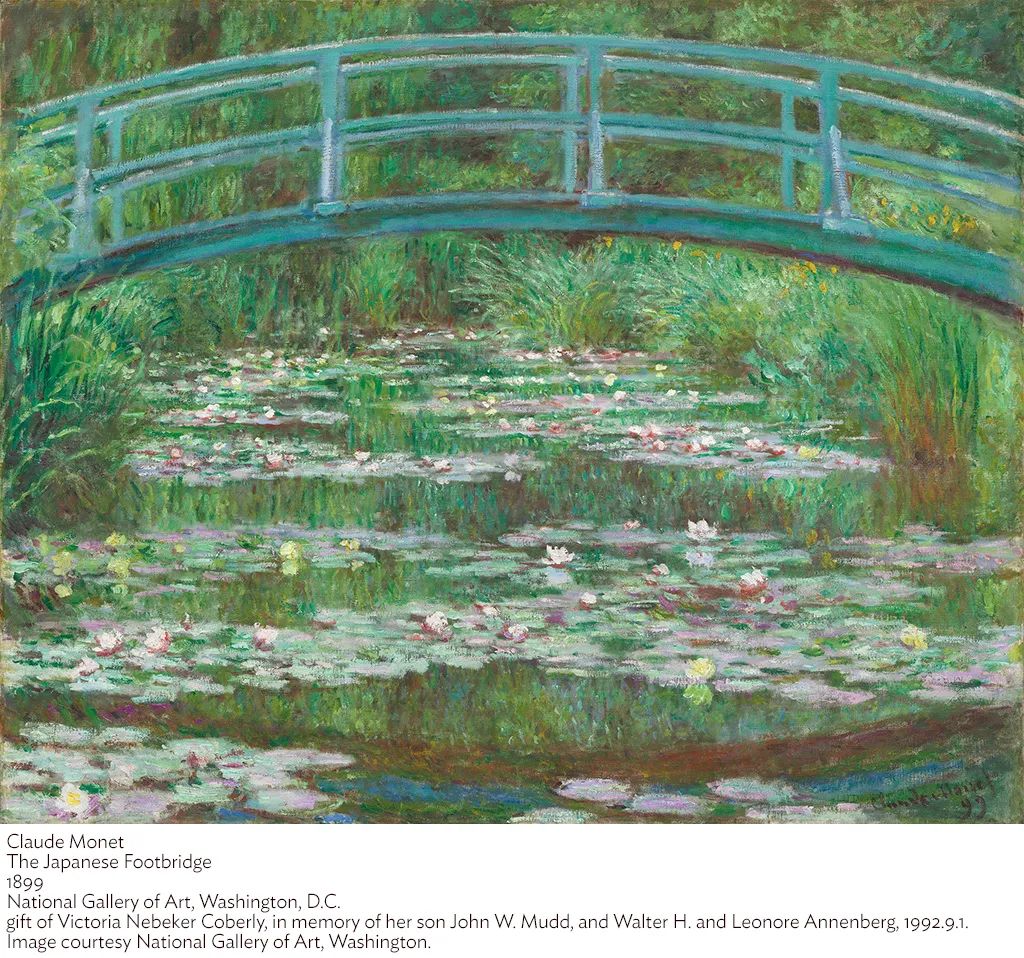 莫奈笔下的日本桥与睡莲池水陆相接的两种画法