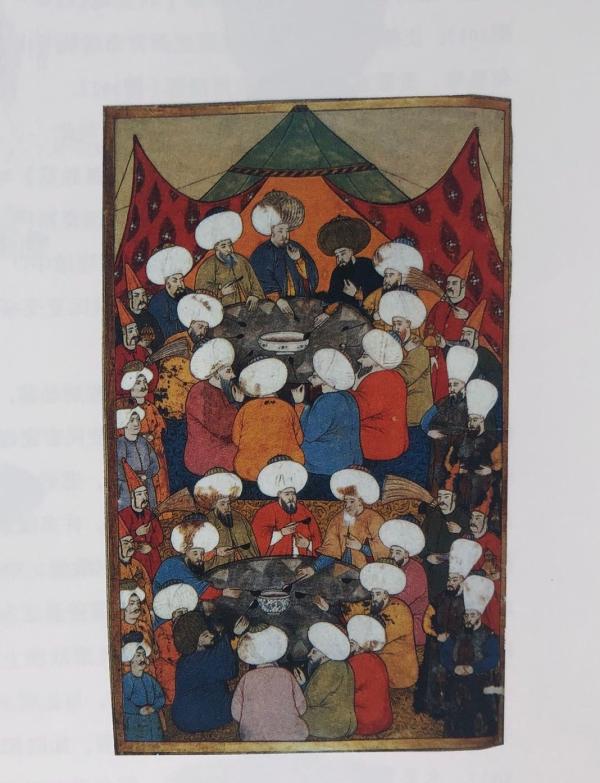 图6 15世纪 伊朗细密画中宫廷宴席使用中国青花瓷的场景