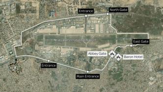 从卫星图看喀布尔机场外爆炸：两处现场相距较近