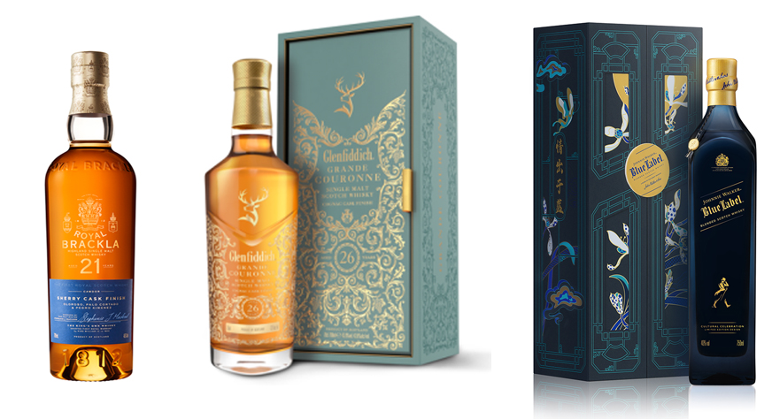 格兰菲迪26年单一麦芽威士忌,尊尼获加蓝牌"情出于蓝"特别版礼盒