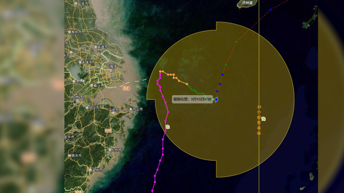 上海台风预警信号由黄色更新为蓝色，“灿都”渐行渐远了