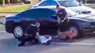 遭非裔男子“死亡威胁”，美国三名白人警察放任警犬对其撕咬