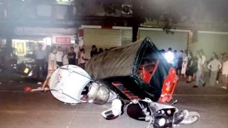 柳州一车辆冲向人行道1人受伤7车受损，司机涉嫌醉驾