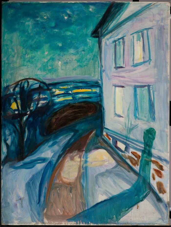 蒙克，《月光下的房子》，布面油画，1922-1924年， ?Munchmuseet