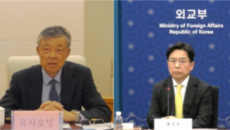 刘晓明与韩国外交部半岛和平交涉本部长鲁圭德视频会晤