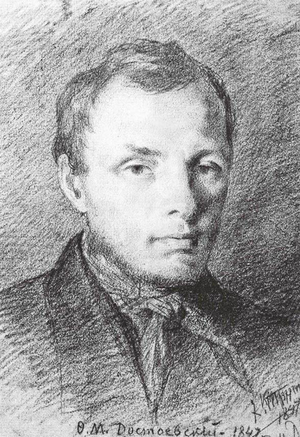 同学K.特鲁托夫斯基为陀思妥耶夫斯基所作的铅笔素描，1847年