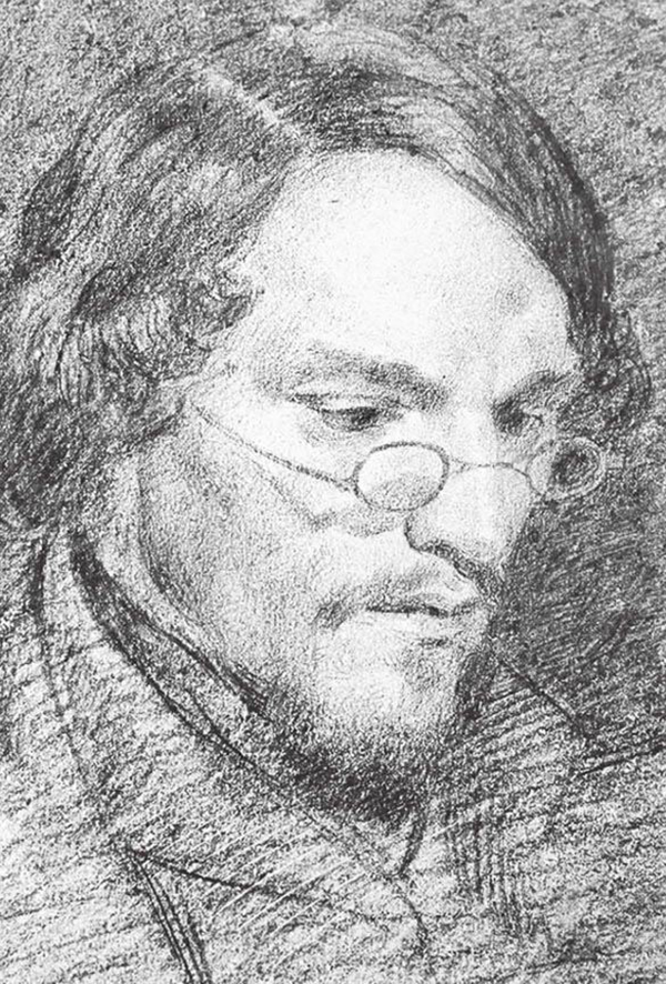 作家兄长米哈伊尔·M.陀思妥耶夫斯基素描像，K.特鲁托夫斯基绘。