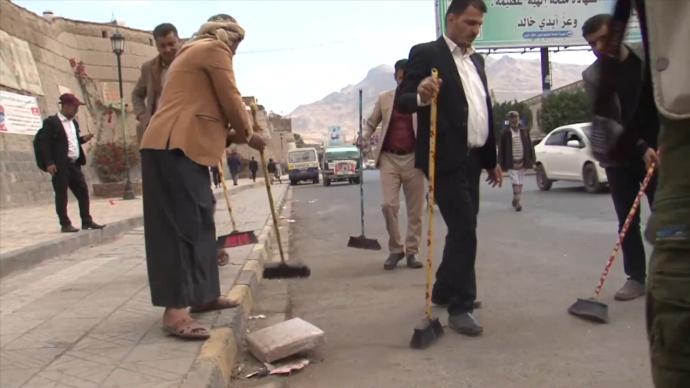 也門首都薩那大掃除迎新年