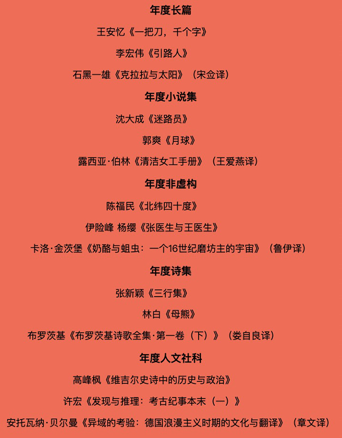 “思南书单·2021”正榜