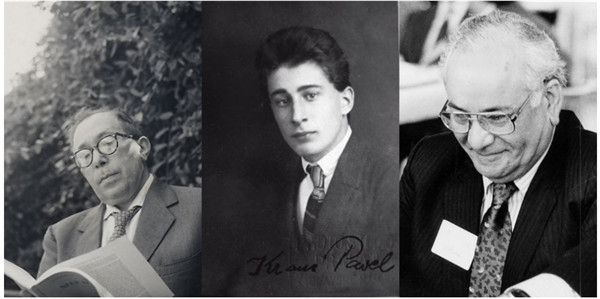 从左至右：列奥·施特劳斯（1899-1973）、保罗·克劳斯（1904-1944）、穆欣·马赫迪（1926-2007）