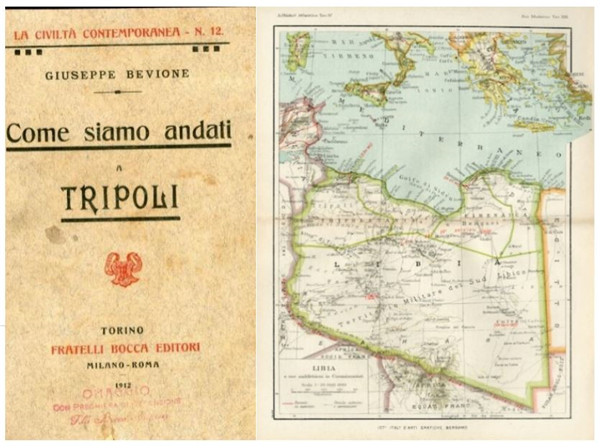 贝维昂内：《我们如何来到的黎波里》（Come siamo andati Tripoli, 1912）和1938年的意属利比亚地图