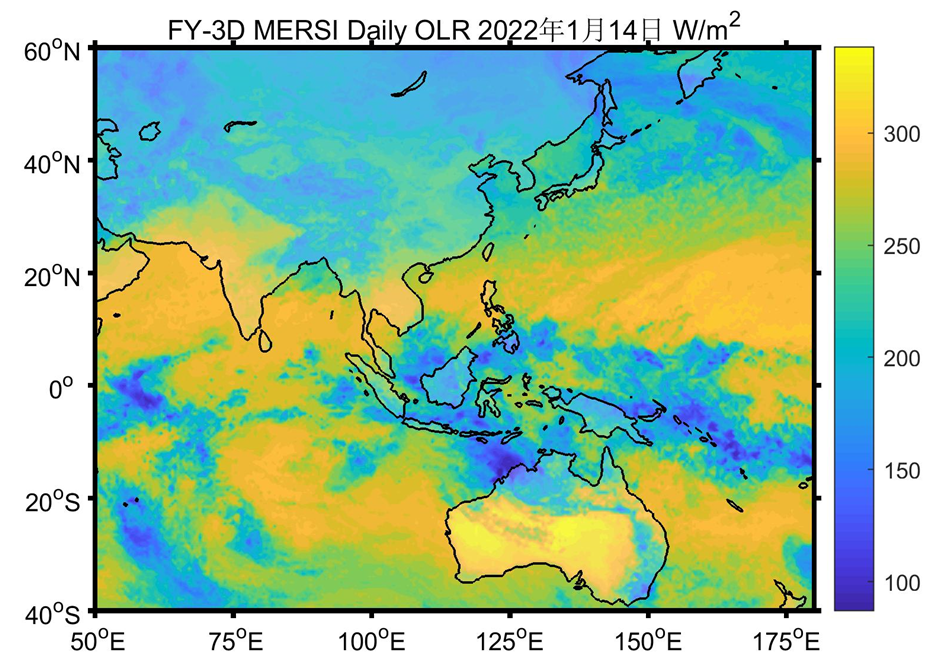 图. FY-3D MERISI 逐日向外长波辐射空间分布图