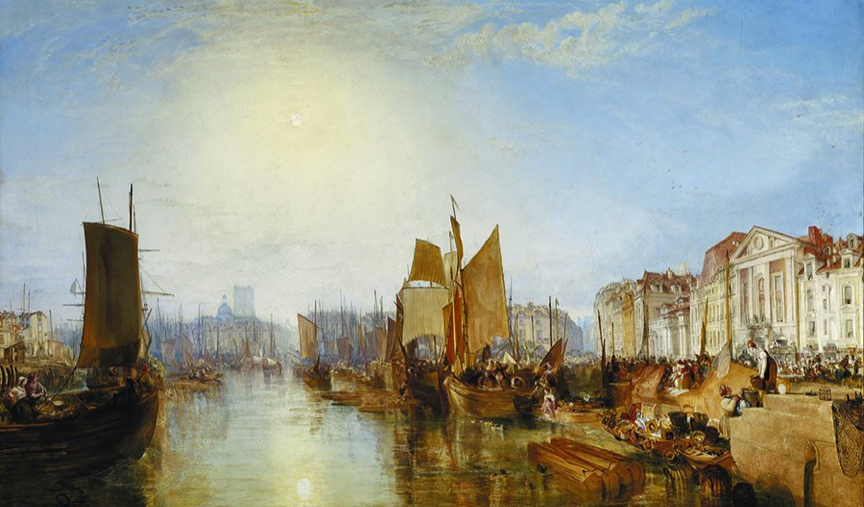 画作The Harbor of Dieppe (1826)，正常的晚霞