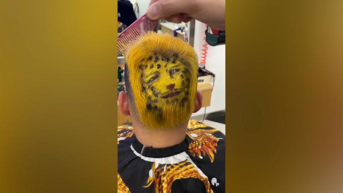 理发师为顾客设计“金钱豹”发型：刚好看到这个梗了