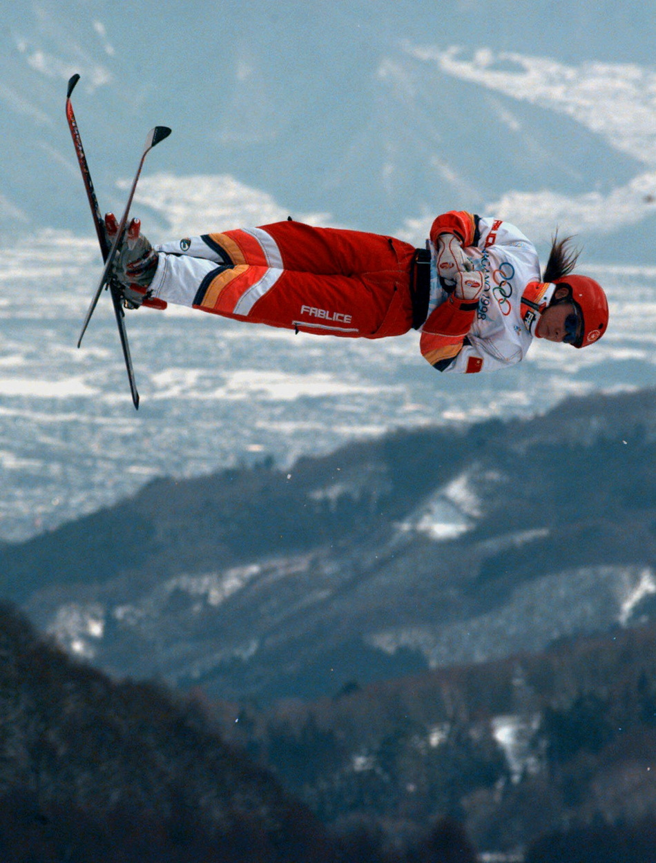 1998年2月16日,日本长野,长野冬奥会女子自由式滑雪空中技巧资格赛