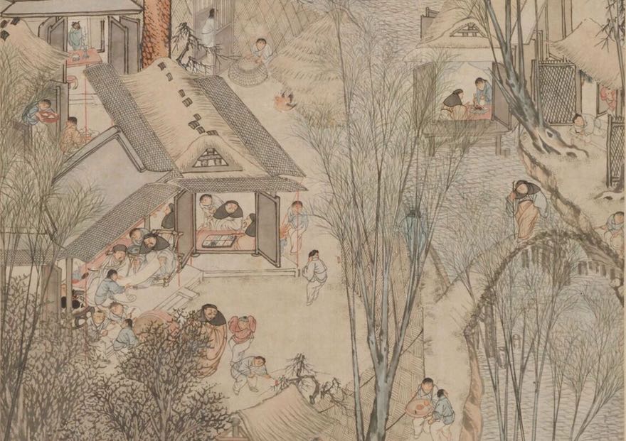 《岁朝村庆图 》(细节)，李士达，1618年，北京故宫博物院